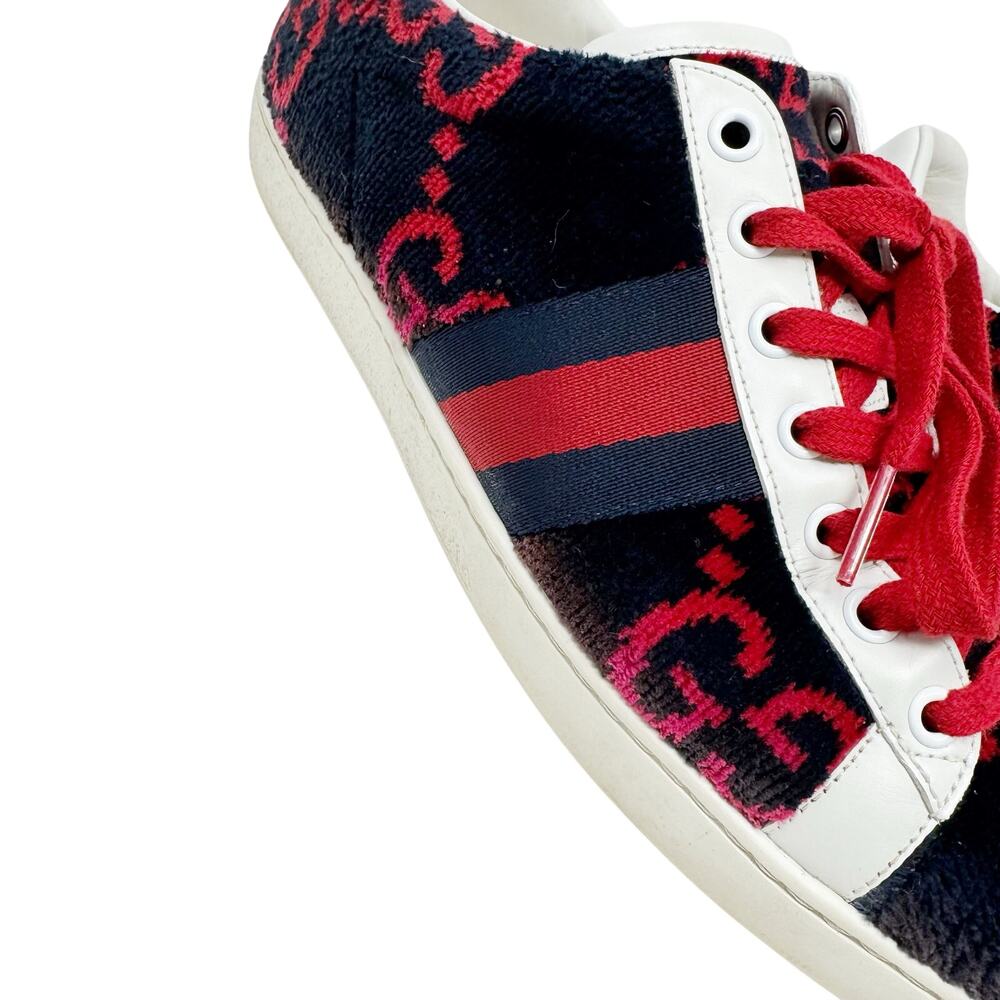 Gucci Ace GG Fabric Sneakers Navy Red Monogram Web Stripe Low Top Women’s 39 - Picture 11 of 11